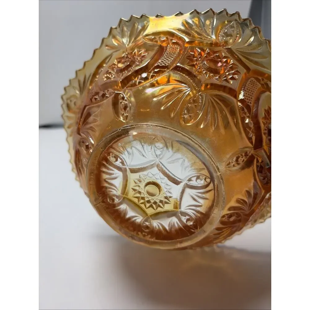 Marigold Carnival Glass Vintage Serving Bowl Imperial Carnival Glass Sawtooth